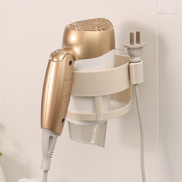 1444 Self Adhesive Hair Dryer Holder Bathroom Wall Storage Shelf