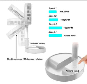 4612 Silent and Portable High Speed Foldable Table Fan with USB Charging Feature - 