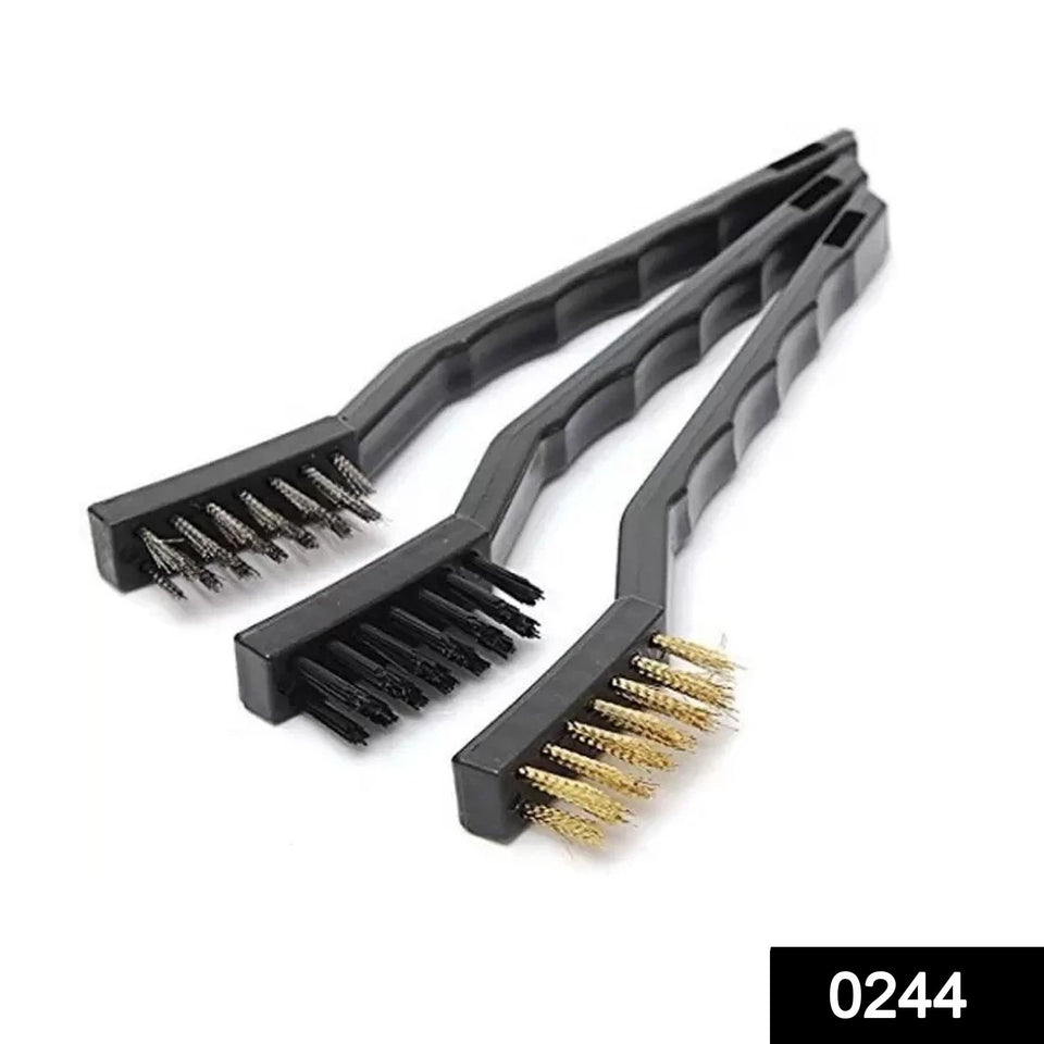 0244 -3pcs Mini Wire Brush Set (Steel/Nylon/Brass Brush) - 