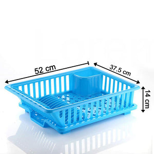 1134 3 in 1 Large Durable Kitchen Sink Dish Rack/Drainer Washing Basket with Tray - 