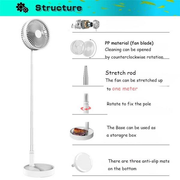 4612 Silent and Portable High Speed Foldable Table Fan with USB Charging Feature - 