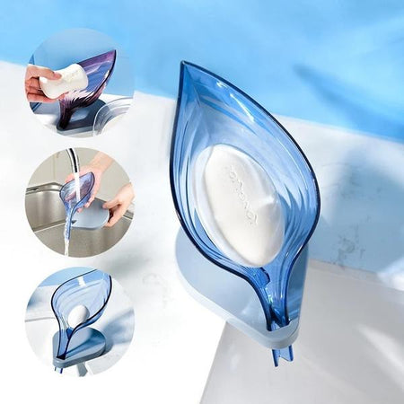 1097 Leaf Shape Soap Box Self Draining Bathroom Soap Holder - 