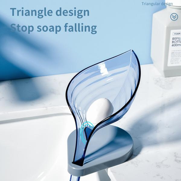 1097 Leaf Shape Soap Box Self Draining Bathroom Soap Holder - 