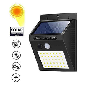 0213 Solar Security LED Night Light for Home Outdoor/Garden Wall (Black) (20-LED Lights) - 