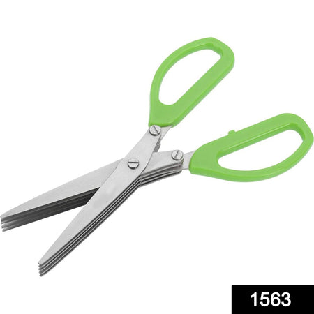 1563 Multifunction Vegetable Stainless Steel Herbs Scissor with 5 Blades - 