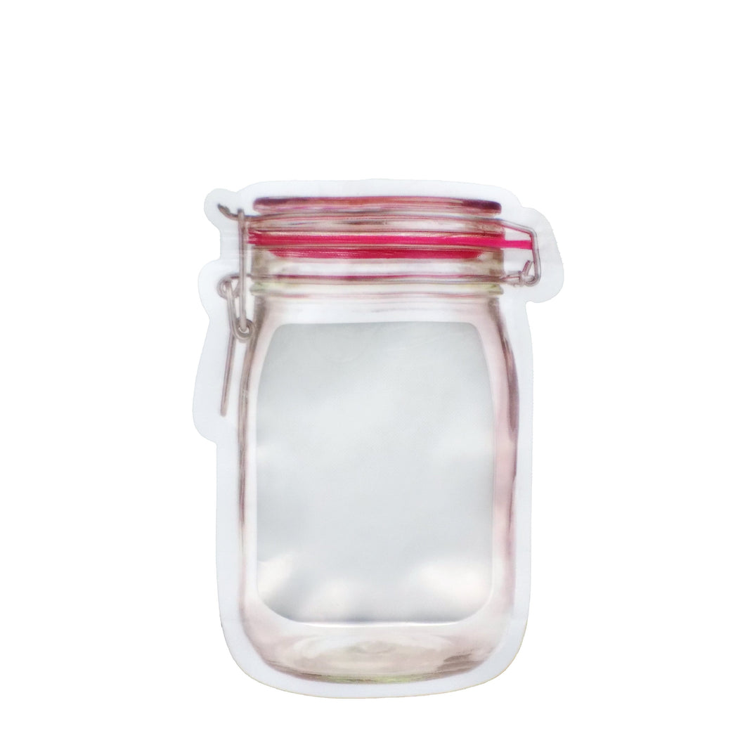 1074 Reusable Airtight Seal Plastic Food Storage Mason Jar Zipper (500ml) - 