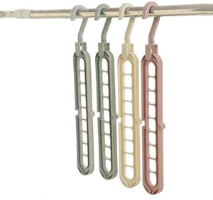 1553 Anti-Skid Plastic 9-Holes Magic Wardrobe Folding Hangers - 