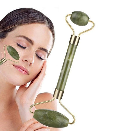 1387 Smooth Facial Roller & Massager Natural Massage Jade Stone - 