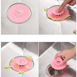 1163 Creative 2-in-1 Silicone Sewer Sink Sealer Cover Drainer (multicolour) - 