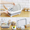 0804 Collapsible Folding Silicone Dish Drying Drainer Rack with Spoon Fork Knife Storage Holder - 