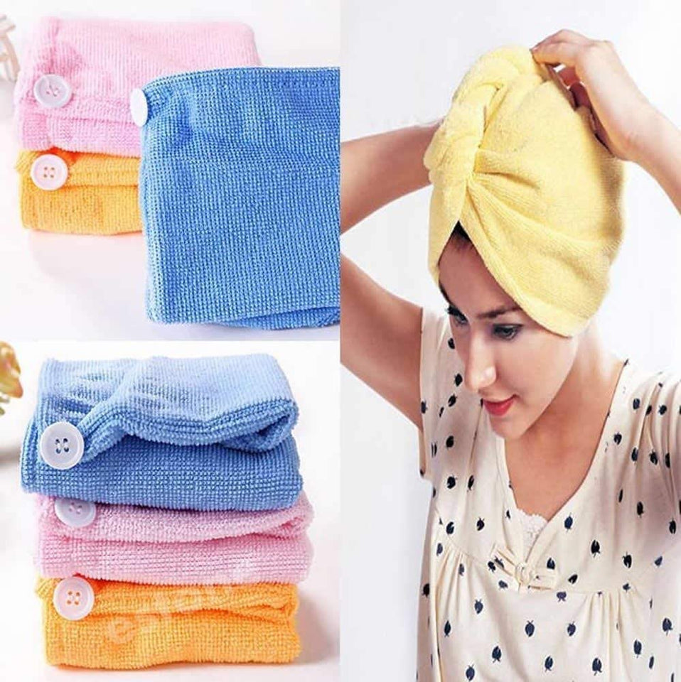 1408 Quick Turban Hair-Drying Absorbent Microfiber Towel/Dry Shower Caps (1 Pc) - 