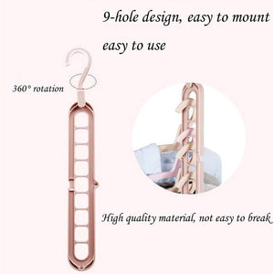 1553 Anti-Skid Plastic 9-Holes Magic Wardrobe Folding Hangers - 