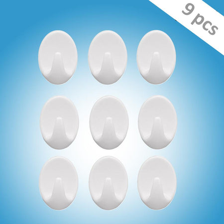 1544 Self Adhesive Plastic Wall Hook Set for Home Kitchen and Other Places (Pack of 9) - 