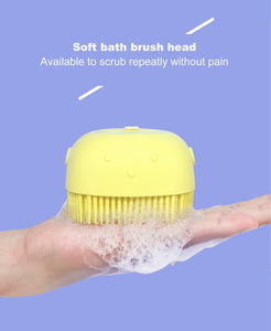 1348 Silicone Massage Bath Body Brush Soft Bristle With Shampoo Dispenser (Without Box) - 