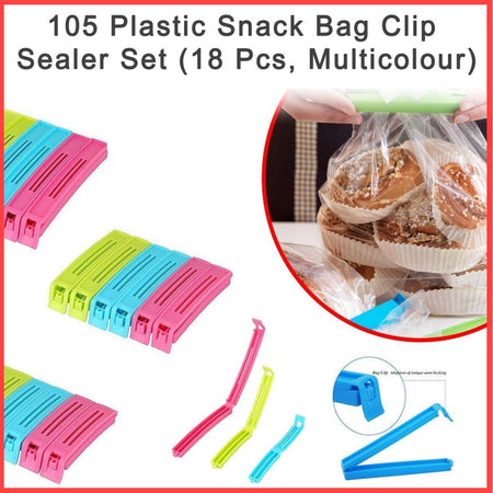 0105 Plastic Snack Bag Clip Sealer Set (18 Pcs, Multicolour) - 