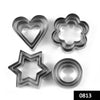 0813 Cookie Cutter Stainless Steel Cookie Cutter with Shape Heart Round Star and Flower (12 Pieces) - 