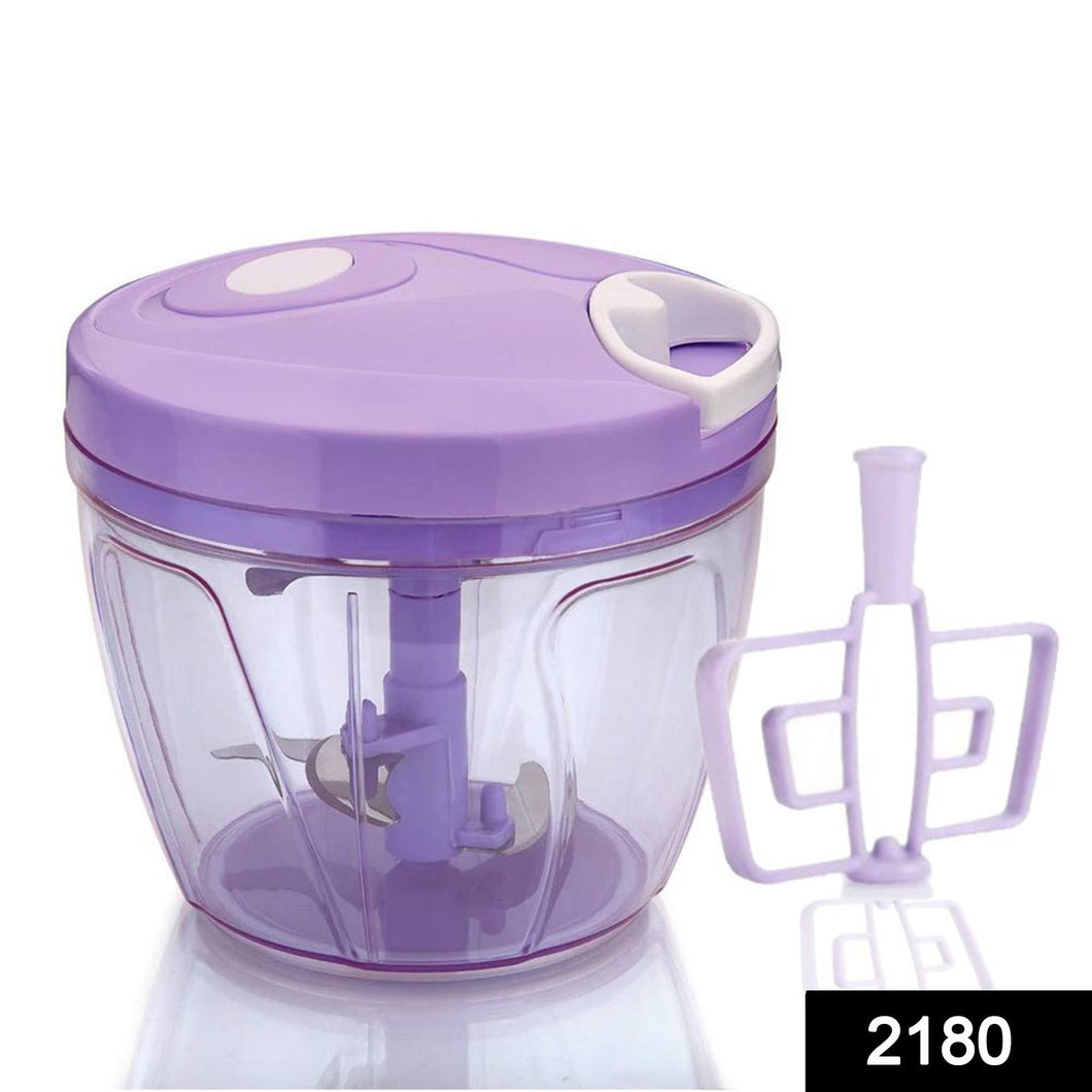 2180 Manual 2in1 Handy 1 Litre Plastic Dori Chopper, Cutter with SS Blades and Whisker Blade (1000 ml) - 