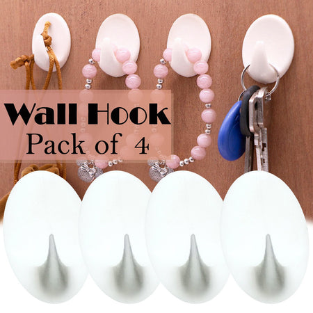 4638 Self Adhesive Plastic Wall Hook (Pack of 4)