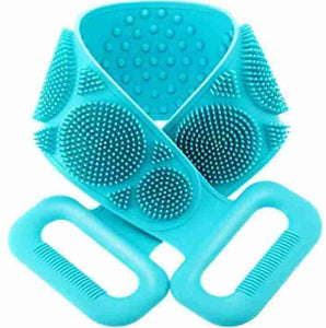 1302 Silicone Body Back Scrubber Double Side Bathing Brush for Skin Deep Cleaning - 