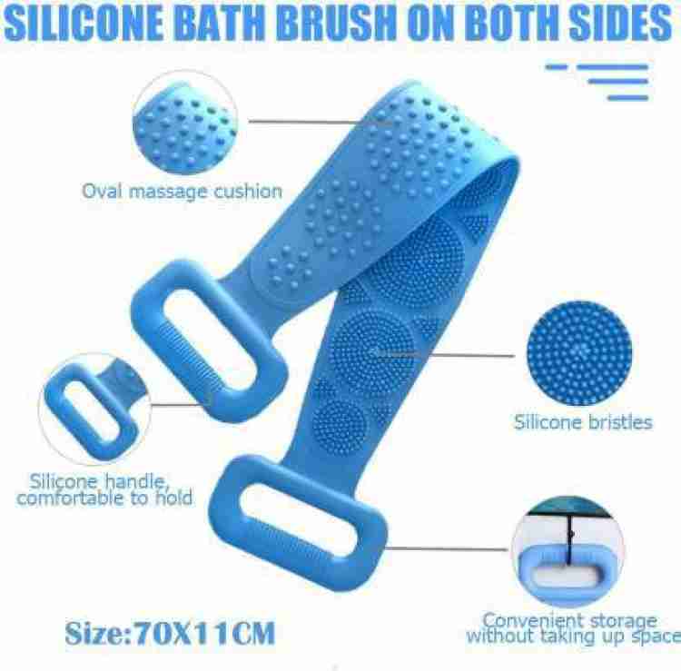 1302 Silicone Body Back Scrubber Double Side Bathing Brush for Skin Deep Cleaning - 