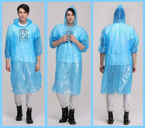 1425 Waterproof Rain Poncho with Drawstring Hood Pocket - 