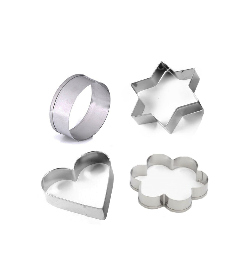 0827 Cookie Cutter Stainless Steel Cookie Cutter with Shape Heart Round Star and Flower (4 Pieces) - 