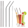 0579 Set of 4 Stainless Steel Straws & Brush (2 Straight straws, 2 Bent straws, 1 Brush) - 