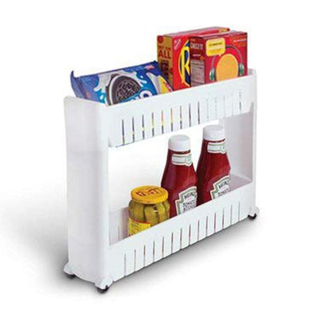 2172 Multipurpose 2 Layer Slim Side Space Saving Storage Organizer Rack Shelf - 